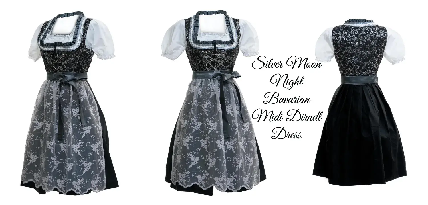 Silver Moon Night Bavarian Midi Dirndl Dress