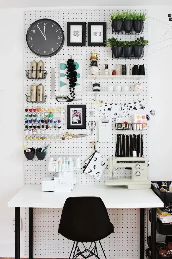 Design a peg board wall for organization