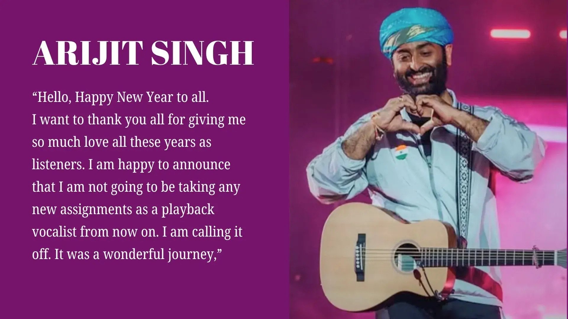 Singer Arijit Singh Retirement Message on Instagram